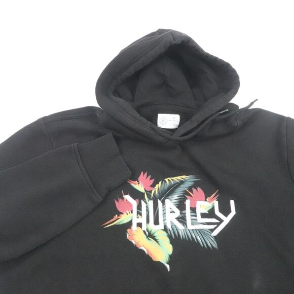 Hurley Hoodie Mens Medium Tropical Floral Graphic Surf Enjoy Pullover Sweatshirt - Picture 1 of 16